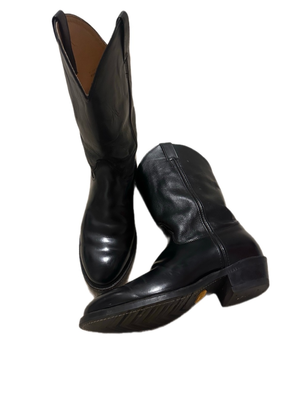 Justin Men's Black Leather Western Boots read description